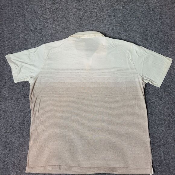 Peter Millar Mens Polo Shirt Size XL Striped Collared Short Sleeved Brown Cream - Picture 2 of 9